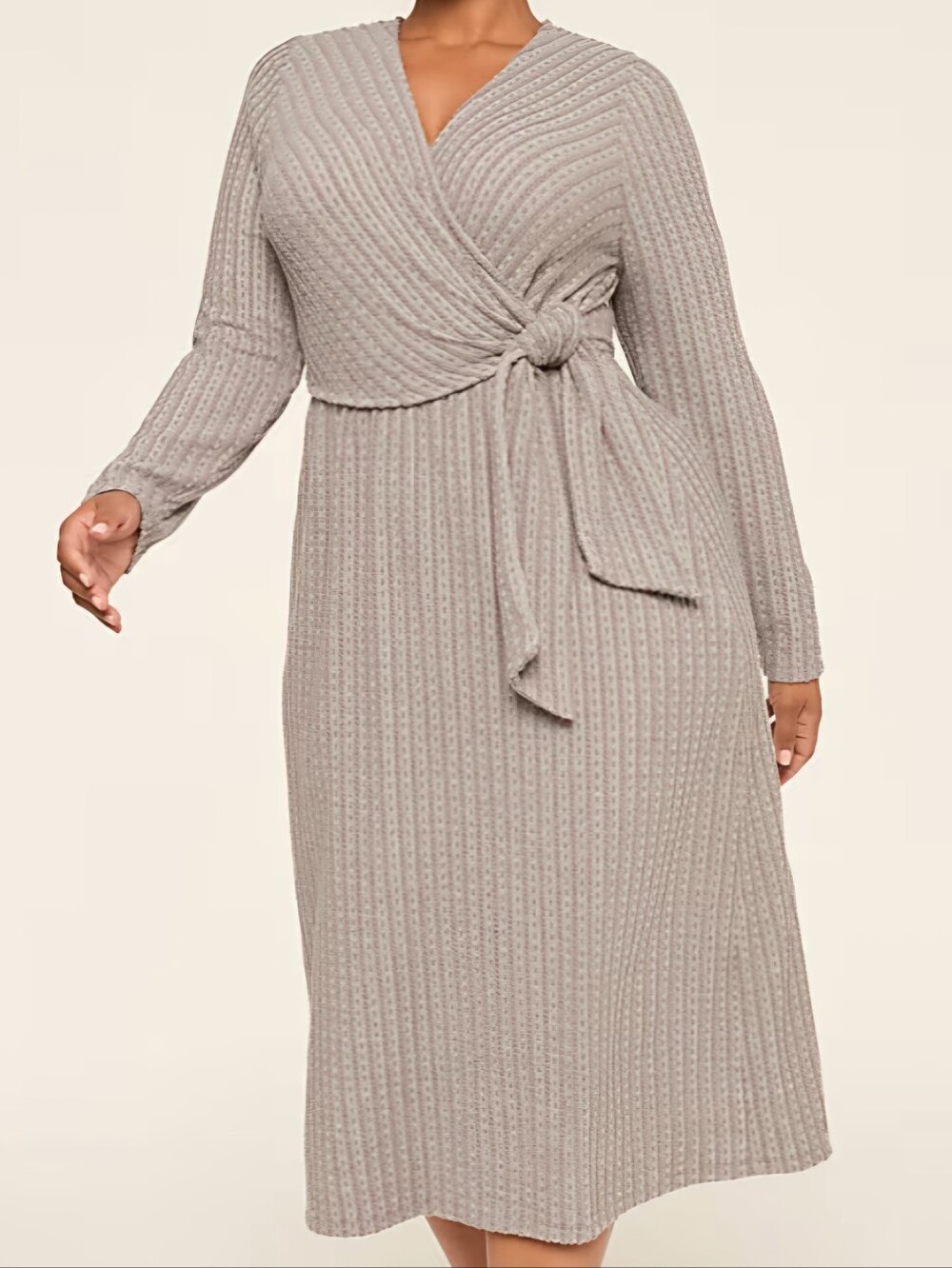 ✨ NWT Lane Bryant Plus Size 18/20 Faux Wrap Cable Knit Midi Dress 👗🖤 Gray